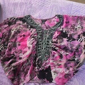 Pink and Black Floral Top